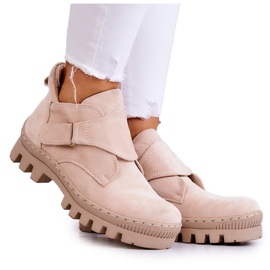S.Barski Botas Remgate De Ante Con Cremallera Beige Claro