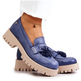 Zapatos mujer en piel Flecos Maciejka 05497-17 Azul