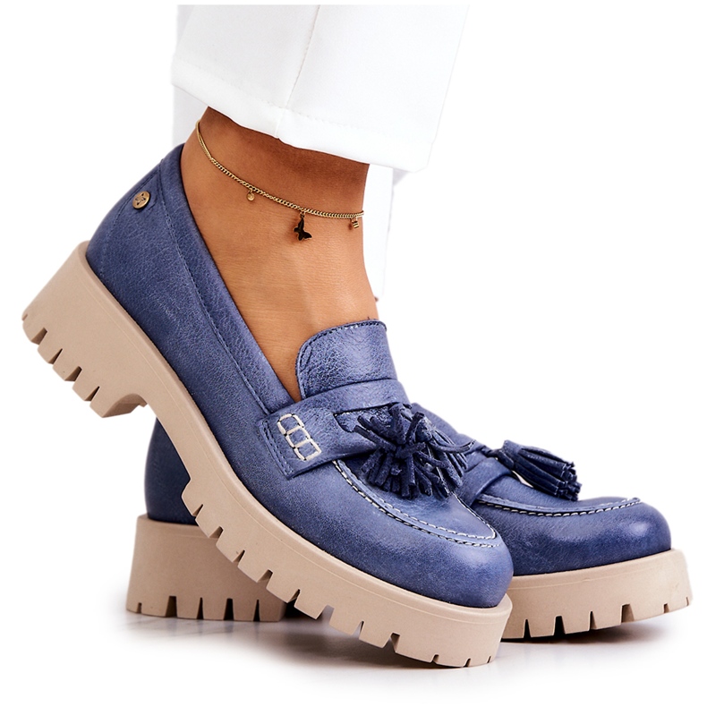 Zapatos mujer en piel Flecos Maciejka 05497-17 Azul Zapatos mujer en piel Flecos Maciejka 05497-17 Azul