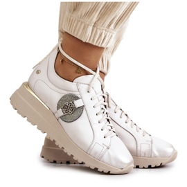 Zapatos Deportivos De Cuero Con Cuña Maciejka 05492-04 Beige