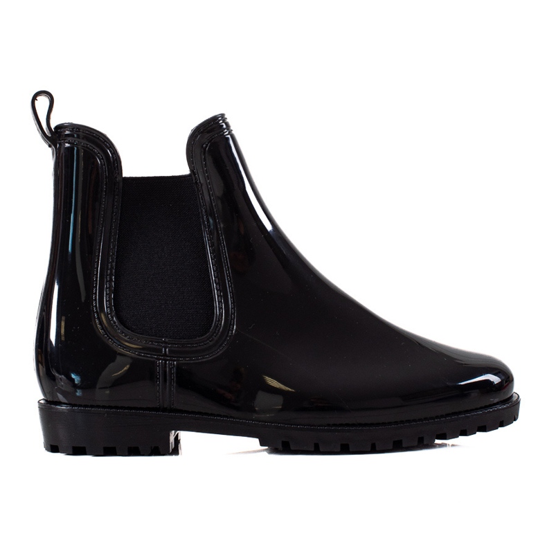 TRENDI Botas de lluvia lacadas en negro