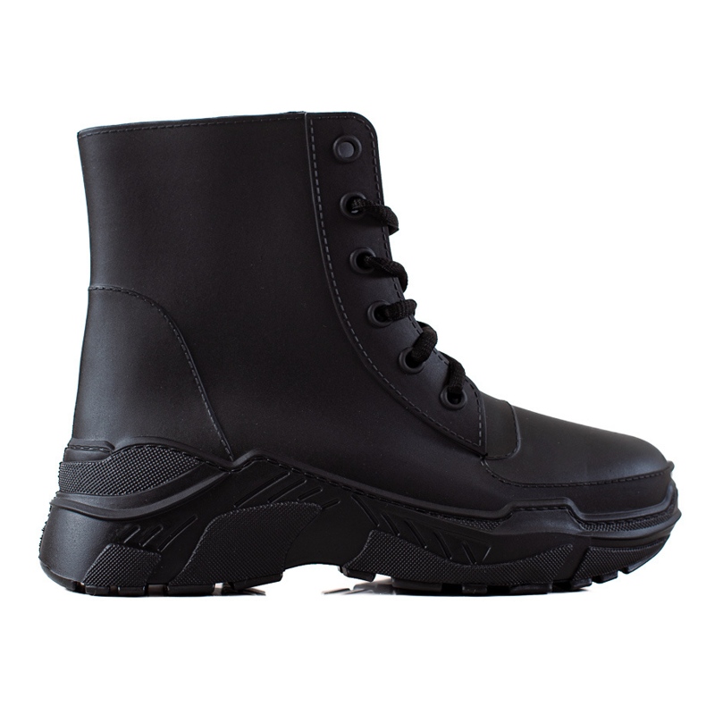 TRENDI Botas de agua negras con cordones negro