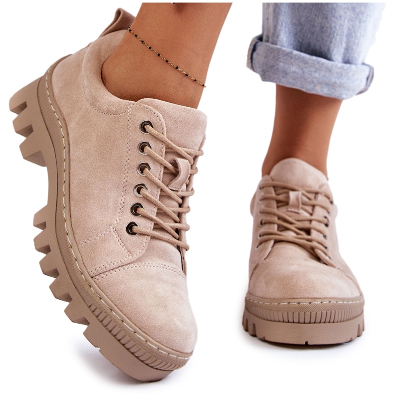 S.Barski Zapatos Mujer Ante Atados Beige Mayson
