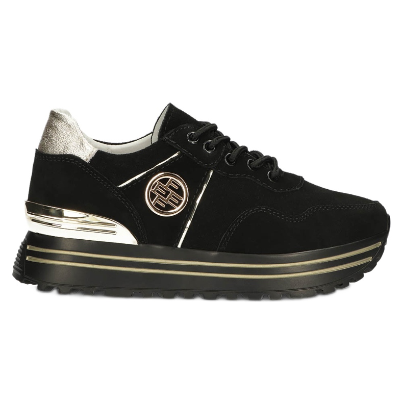 Zapatillas de cuero Filippo DP3538 / 22 BK GO negro