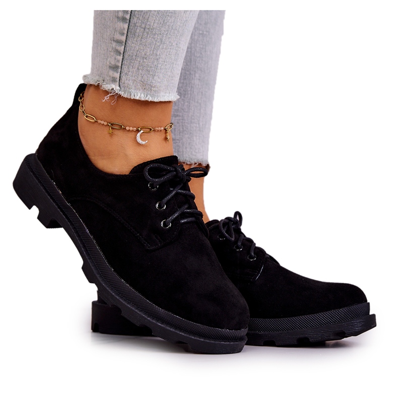 S.Barski Zapatos Clásicos Mujer Oxfords Ante Negro Colton