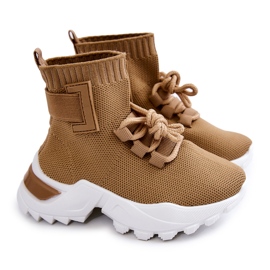 FR1 Deportivas Infantiles Calcetín Alto Nickie Beige