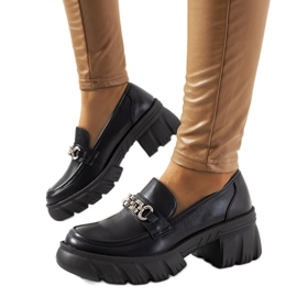 Mocasines negros con suela Ruth gruesa