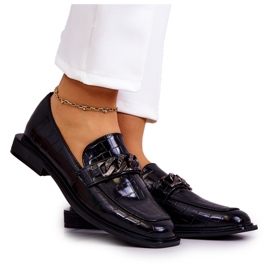 Vinceza Mocasines De Piel Mocasines Con Cadena Killen Negra negro