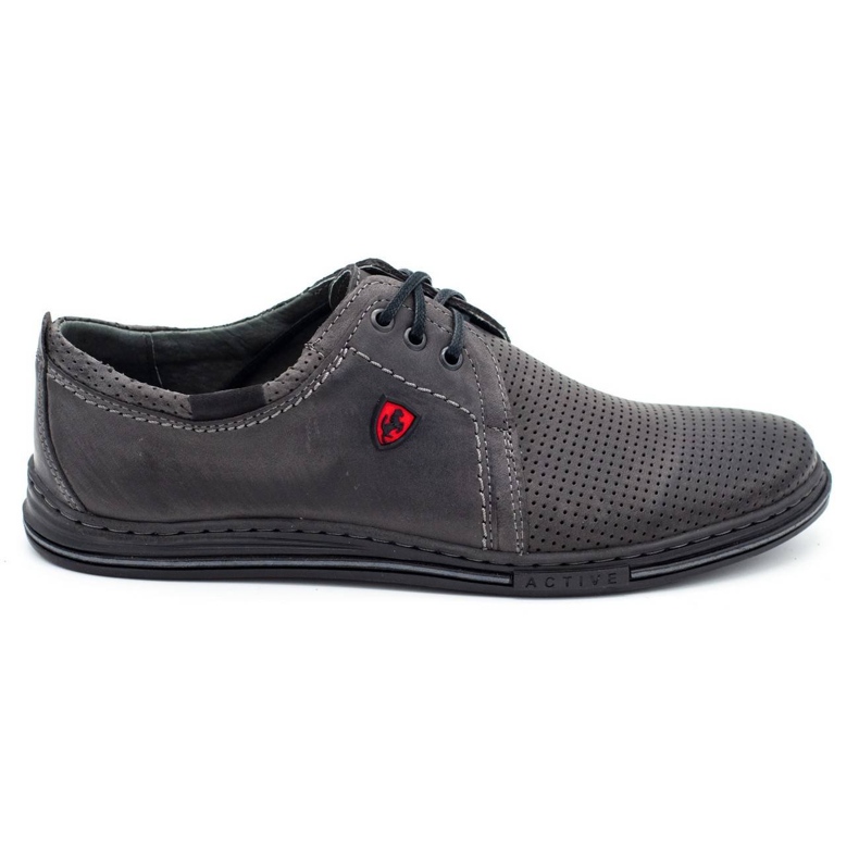 Polbut Zapatos de cuero para hombres 343p gris perforado