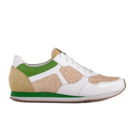 Marco Shoes Deportivas con elementos de rafia y piel flor blanco Marco Shoes Deportivas con elementos de rafia y piel flor blanco