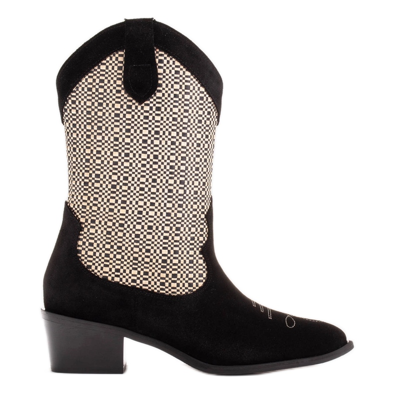 Marco Shoes Botas camperas en combinación con ante y tejido negro