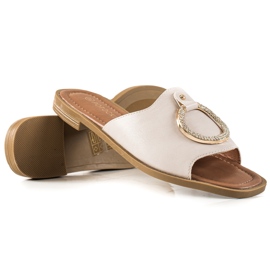W. Potocki Pantuflas Beige Con Adorno Potocki
