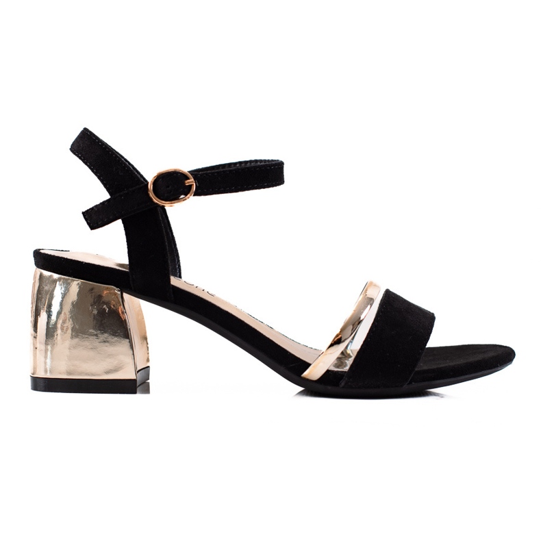 Sergio Leone Sandalias en tacones dorados negro