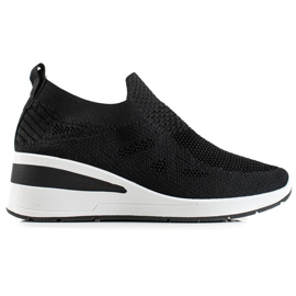 TRENDI Zapatillas de cuña sin cordones negro