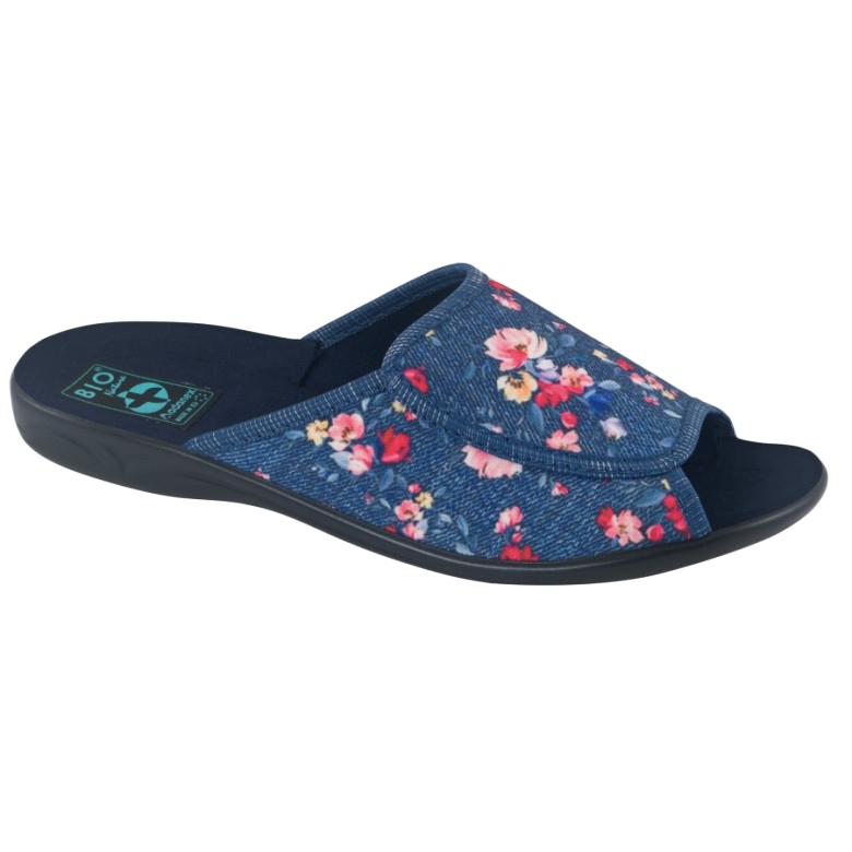 Babucha Mujer Con Flores Adanex 27116 azul