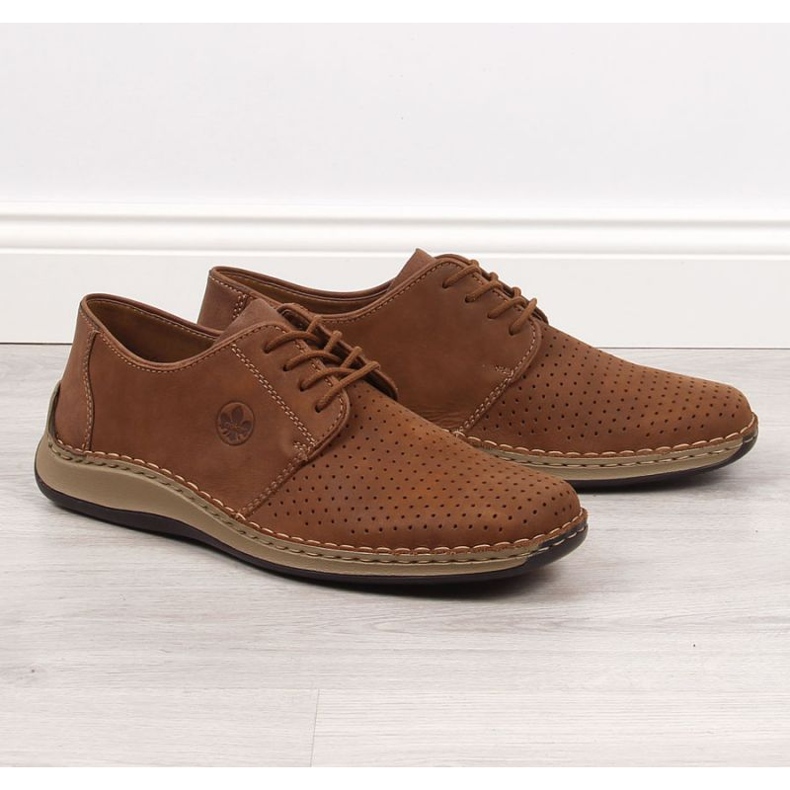 Zapatos de cuero calado Rieker M RKR528 marrón