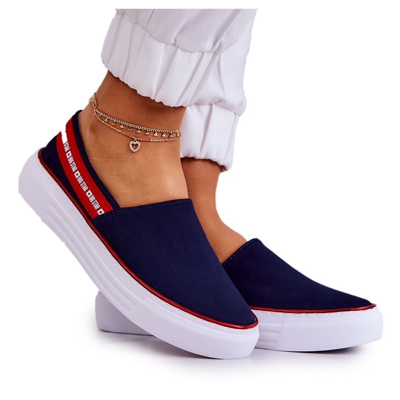 Sneakers Mujer Slip On Big Star JJ276009 Azul Marino-Rojo