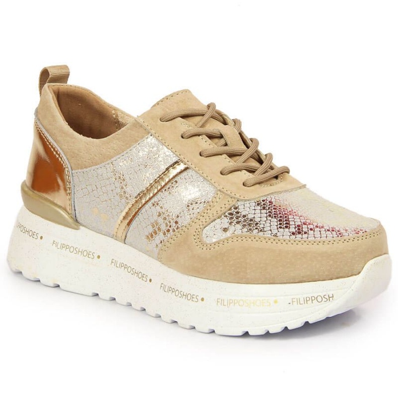 Zapatillas de cuero en la plataforma Filippo W PAW329 beige