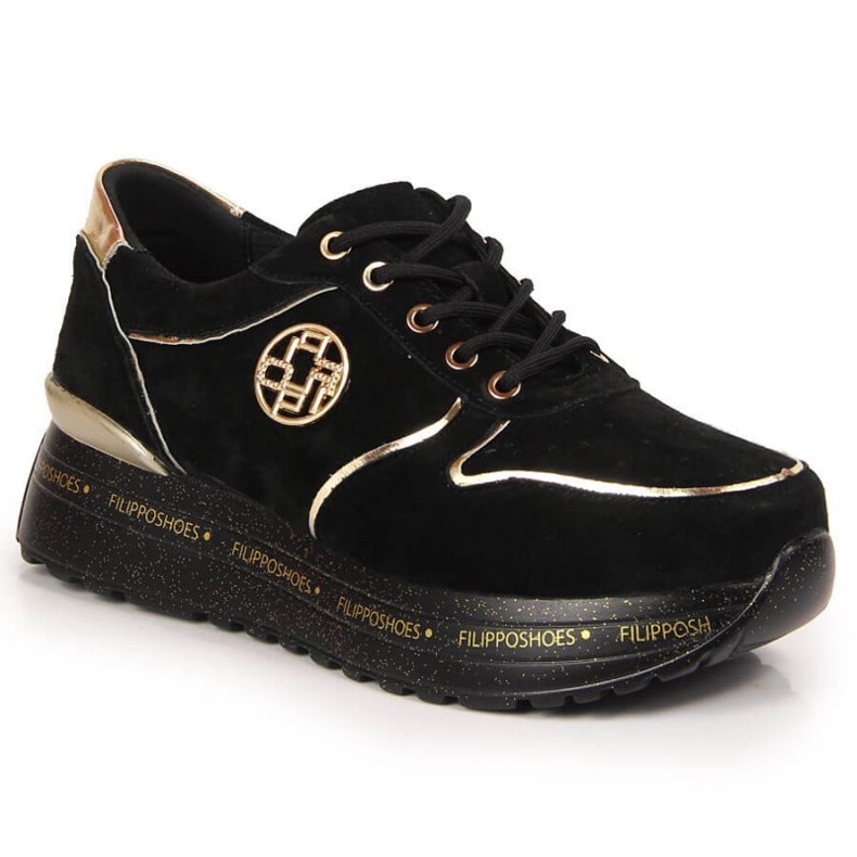 Zapatillas de cuero en la plataforma Filippo W PAW330 negro