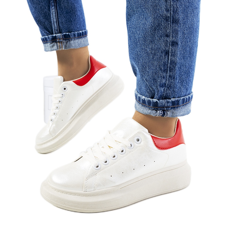 Deportivas Neera de mujer blancas perladas blanco rojo Deportivas Neera de mujer blancas perladas blanco rojo