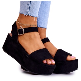 FW1 Sandalias de gamuza en la plataforma Stamford negra negro FW1 Sandalias de gamuza en la plataforma Stamford negra negro