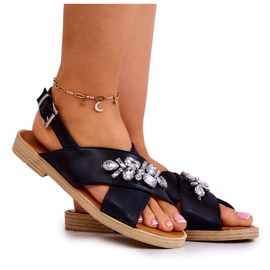 FW1 Cómodas Sandalias De Mujer Con Adorno Irvine Negro FW1 Cómodas Sandalias De Mujer Con Adorno Irvine Negro