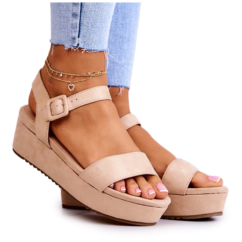 FW1 Sandalias De Gamuza En La Plataforma Sariah Beige