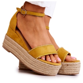 FW1 Sandalias De Mujer Con Cuña Con Zirconia Cúbica Linette Amarilla amarillo FW1 Sandalias De Mujer Con Cuña Con Zirconia Cúbica Linette Amarilla amarillo