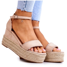 FW1 Sandalias De Mujer Con Cuña Con Zirconia Cúbica Linette Beige FW1 Sandalias De Mujer Con Cuña Con Zirconia Cúbica Linette Beige