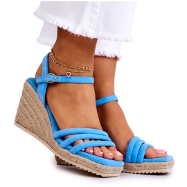 FJ1 Sandalias de cuña de ante azul Luisiana