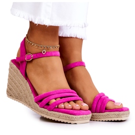 FJ1 Sandalias de cuña Louisiana de ante rosa