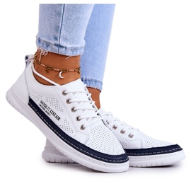 Deportivas Mujer Piel Blanco y Azul Marino Cloesa