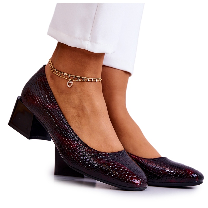 Sergio Leone Zapatos De Salón Piel Serpiente Burdeos Mesquite rojo