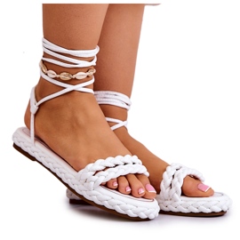 FG2 Sandalias De Mujer Con Trenza Blanco Lomess