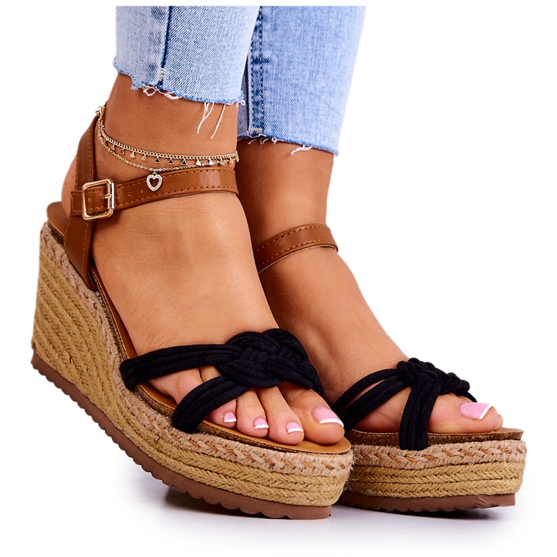 FB2 Sandalias De Cuña De Moda Negro Roseville