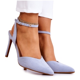 FB2 Tacones de gamuza en una hebilla en azul Kharen FB2 Tacones de gamuza en una hebilla en azul Kharen