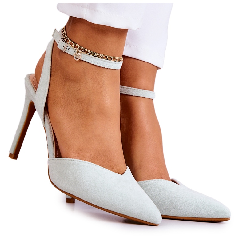 Tacones con hebilla de ante verde claro Kharen