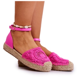FE1 Alpargatas De Mujer Sobre Plataforma Trenzada Calise Fucsia rosado