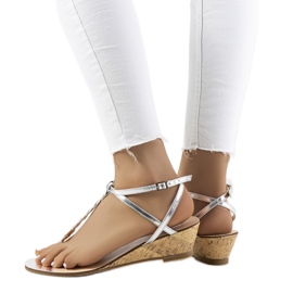 Sandalias con cuña plateadas de Manfrin plata