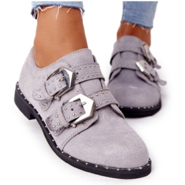 Zapatos Brogue De Mujer Con Hebillas Lu Boo Grey gris