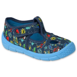 Pantuflas infantiles befado con velcro 533P021 azul