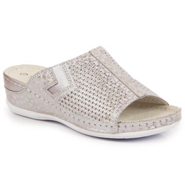 Babuchas de piel con cuña S. Barski W OLI163A plata