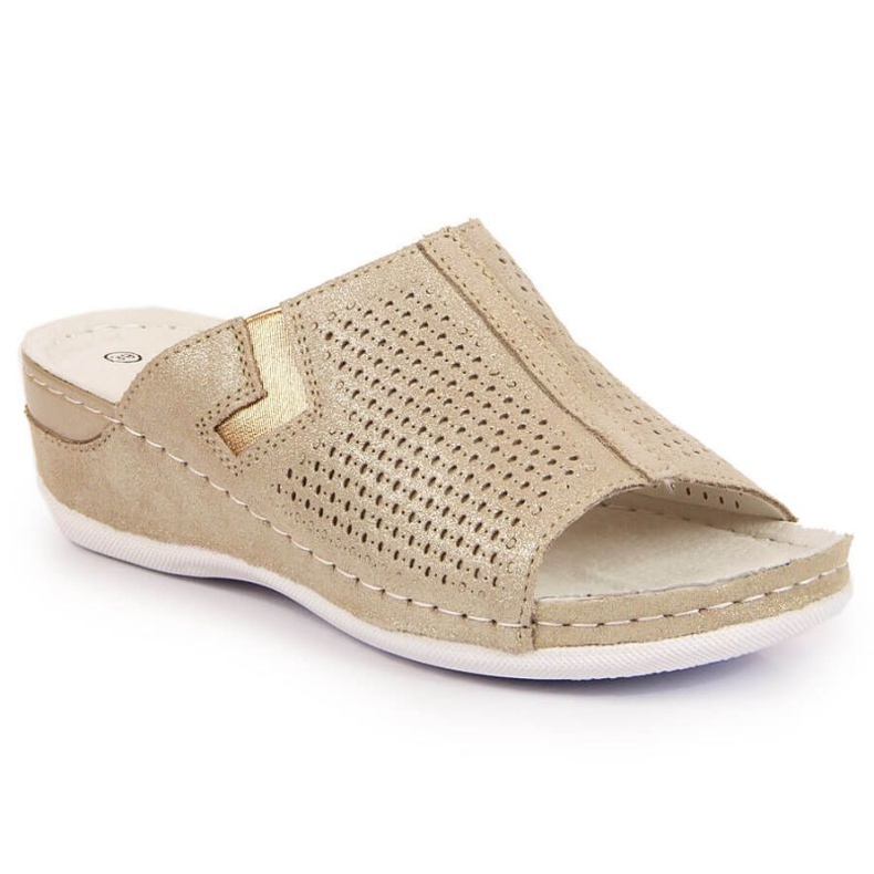 Zapatillas cuña piel S. Barski W OLI163B dorado