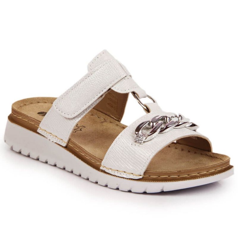 Chanclas velcro con cadena brillo Inblu W ARC11 blanco