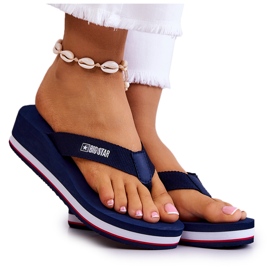 Chanclas de mujer con cuña Big Star JJ274A331 Azul marino