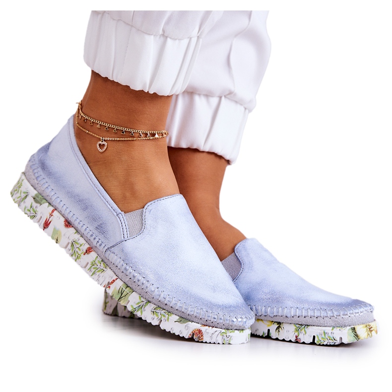 Zapatos sin cordones de cuero para mujer Maciejka 03512-40 Azul claro Zapatos sin cordones de cuero para mujer Maciejka 03512-40 Azul claro