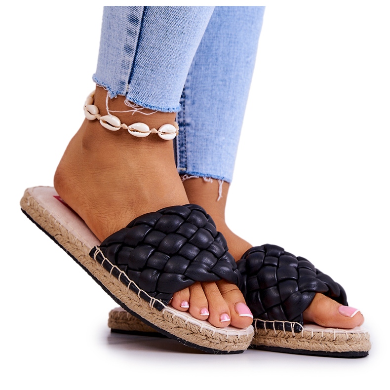 Pantuflas Piel Trenzada Big Star JJ274919 Negro