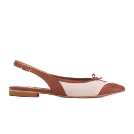 Marco Shoes Sandalias en combinación de piel natural y tejido beige
