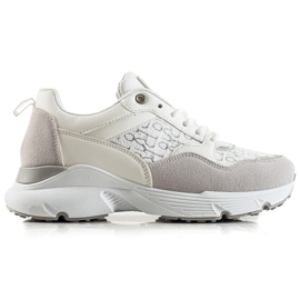 Renda Zapatillas con estilo beige blanco plata