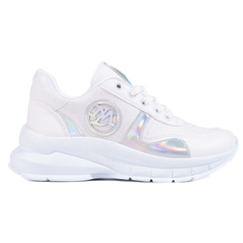 TRENDI Zapatillas con purpurina blanco plata